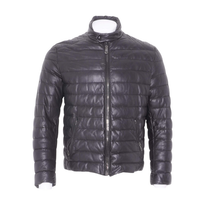 Black Varens Quilted Leather Biker Jacket