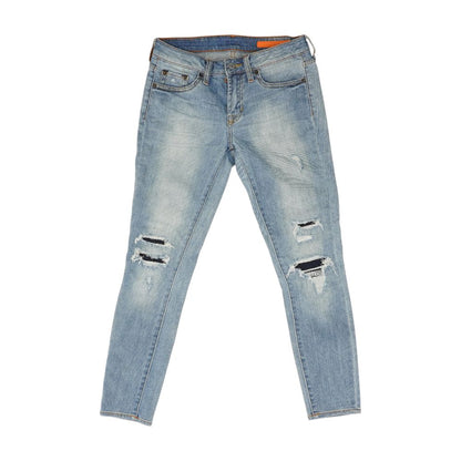 Blue Solid Skinny Leg Jeans