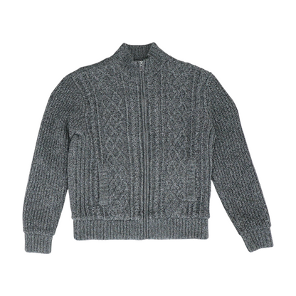 Gray Solid Cardigan Sweater