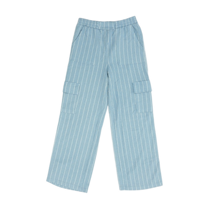 Blue Striped Casual Pants