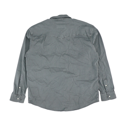 Gray Solid Long Sleeve Button Down