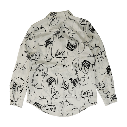White Graphic Button Down