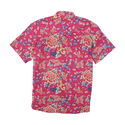 Pink Floral Short Sleeve Button Down