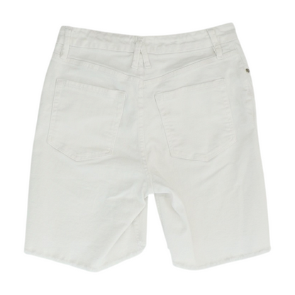 White Solid Denim Shorts