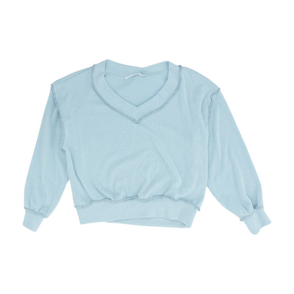 Blue Solid Sweatshirt Pullover