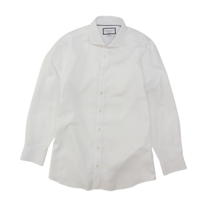 White Solid Long Sleeve Button Down