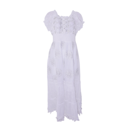 White Plus Size Floral Midi Dress