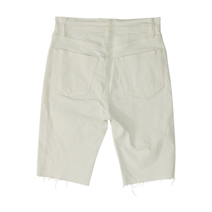 White Solid Denim Shorts