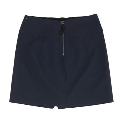 Navy Solid Midi Skirt