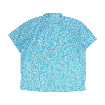 Turquoise Print Short Sleeve Button Down