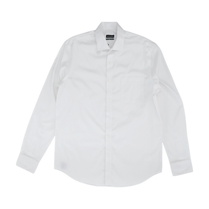 White Solid Long Sleeve Button Down