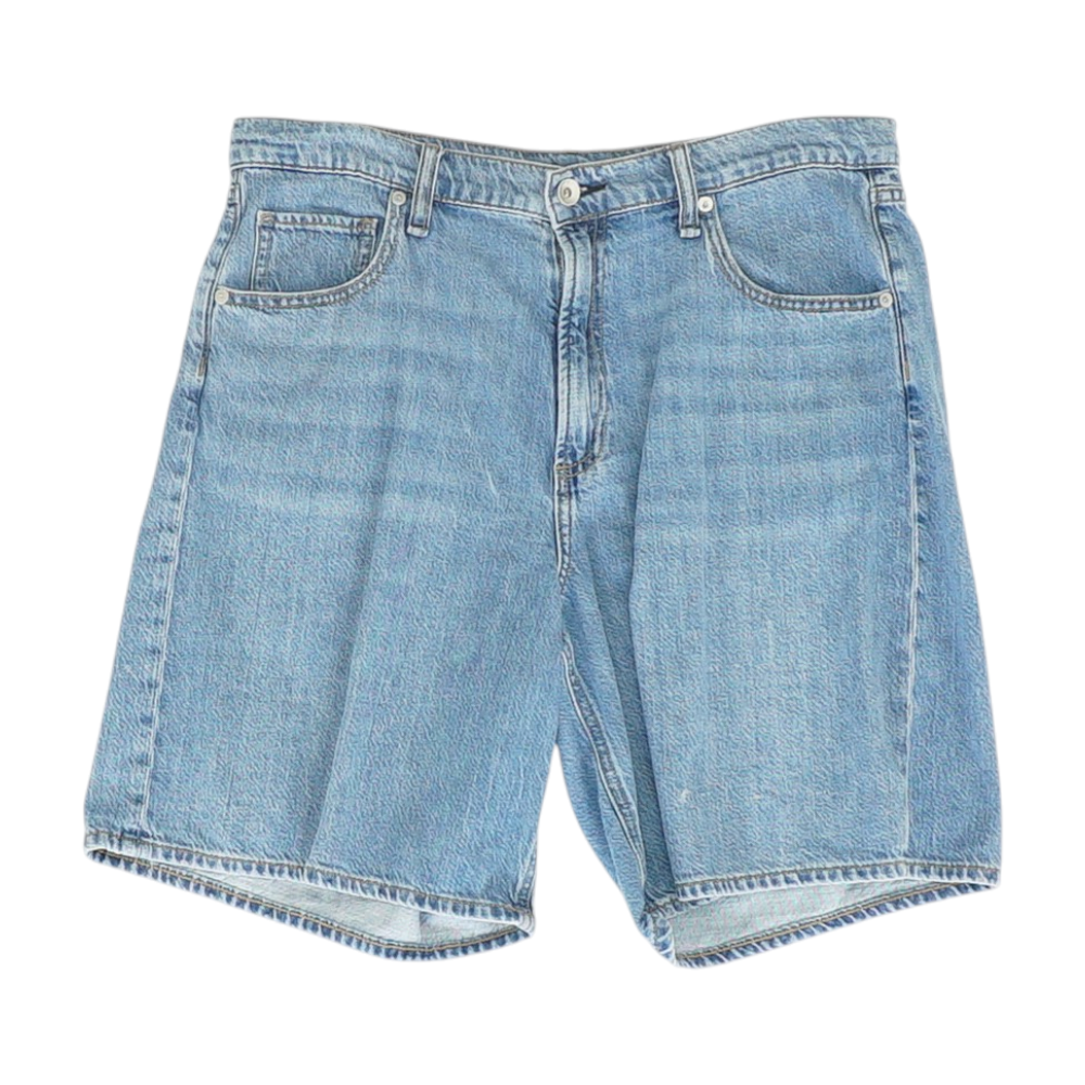 Blue Solid Denim Shorts
