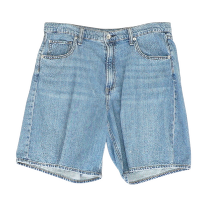Blue Solid Denim Shorts