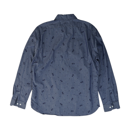 Blue Print Long Sleeve Button Down
