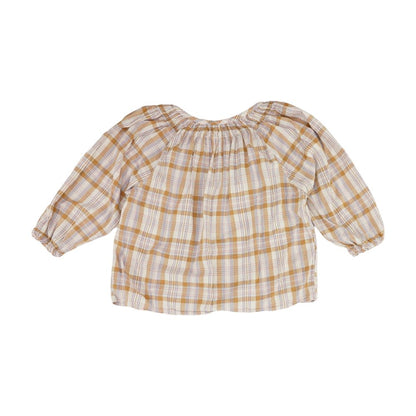 Beige Plaid Blouse