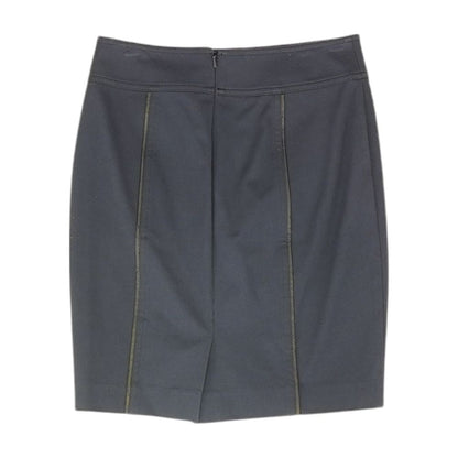 Navy Solid Midi Skirt