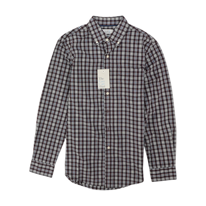 Maroon Plaid Long Sleeve Button Down