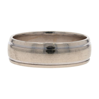 14K White Gold Beveled Edge Band