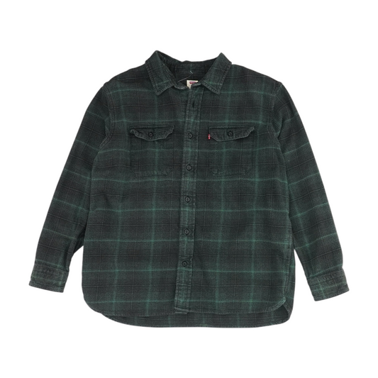 Green Plaid Flannel Button Down
