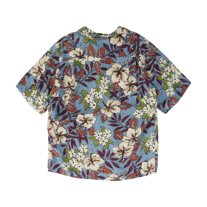 Blue Floral Short Sleeve Button Down