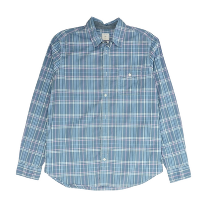 Blue Plaid Long Sleeve Button Down