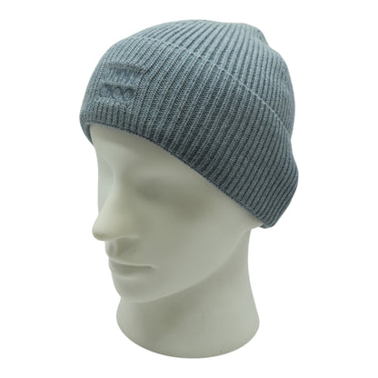 Ribbed-Knit Wool Beanie in Grey