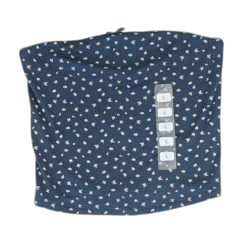 Navy Print Cropped Blouse
