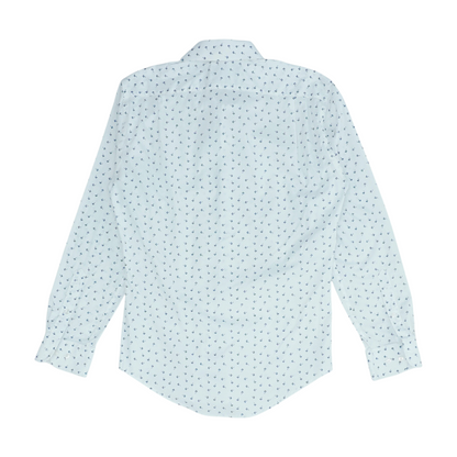 White Print Long Sleeve Button Down