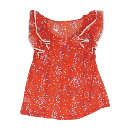 Red Graphic Short Sleeve Blouse
