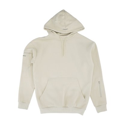 Beige Solid Hoodie Pullover