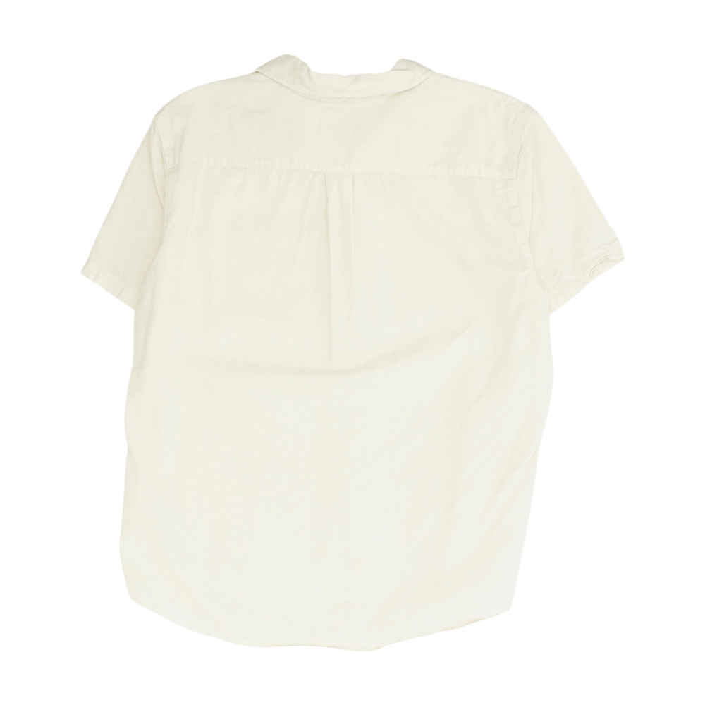 Cream Solid Short Sleeve Button Down