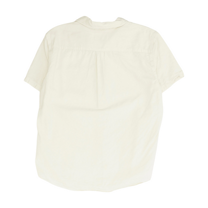 Cream Solid Short Sleeve Button Down