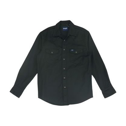 Black Solid Long Sleeve Button Down