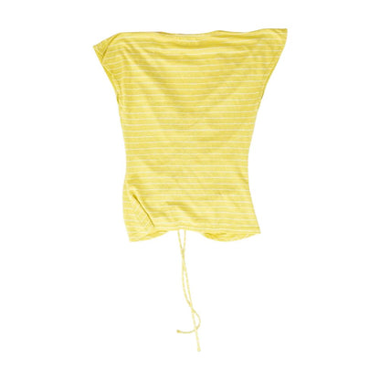 Yellow Striped Short Sleeve Blouse