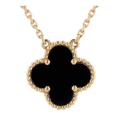 18K Yellow Gold Onyx Pendant Necklace