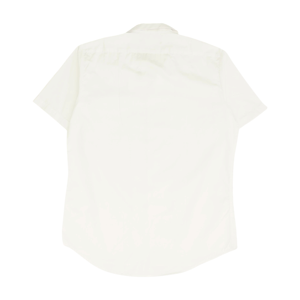 White Solid Short Sleeve Button Down