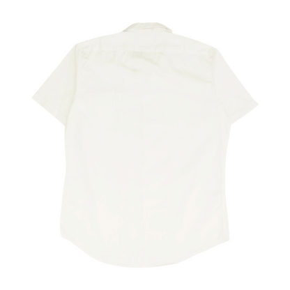 White Solid Short Sleeve Button Down