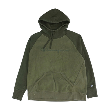 Green Color Block Hoodie Pullover