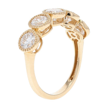2 Ct 14K Gold Beaded Bezel Set Round Lab Grown Diamond Band