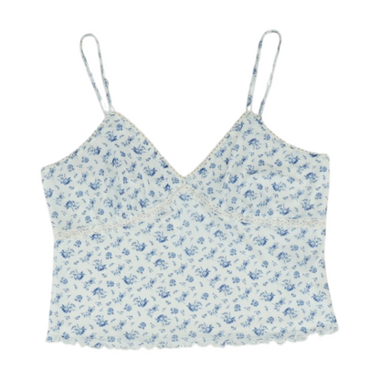 White Floral Cropped Blouse