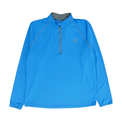 Blue Solid 1/4 Zip Pullover