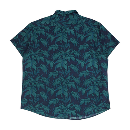 Navy Print Short Sleeve Button Down