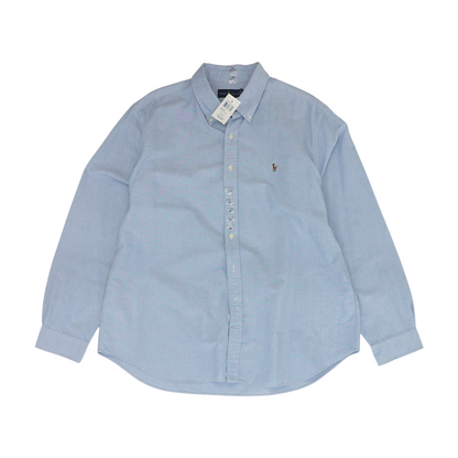 Blue Solid Long Sleeve Button Down