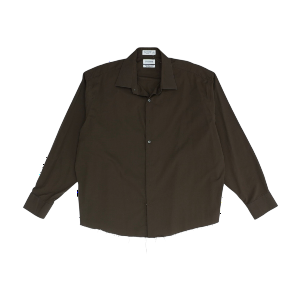 Brown Solid Long Sleeve Button Down