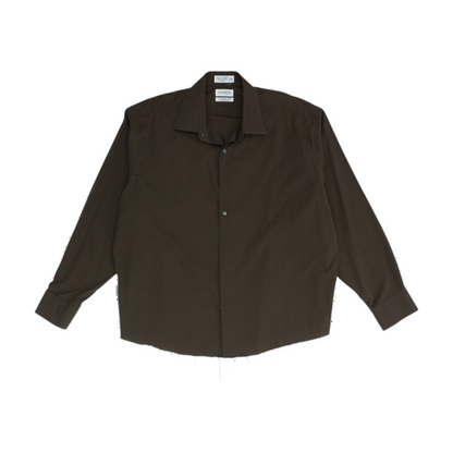 Brown Solid Long Sleeve Button Down