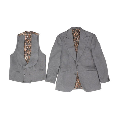 Gray Solid Sport Coat and Vest Set