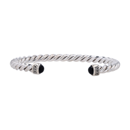 David Yurman Sterling Silver Black Onyx Cuff Bracelet – Image 1