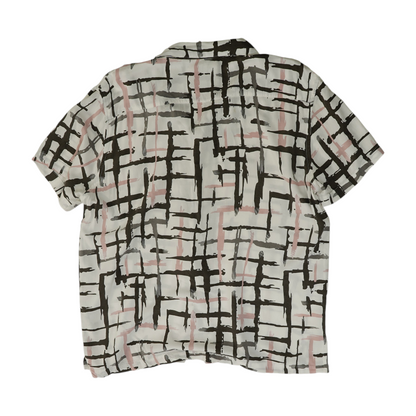 White Abstract Short Sleeve Button Down