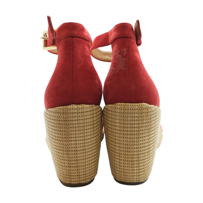 Red Wedged Sandals