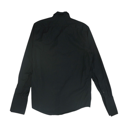 Black Solid Long Sleeve Button Down